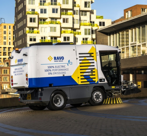 A RAVO R5e sweeper in operation.