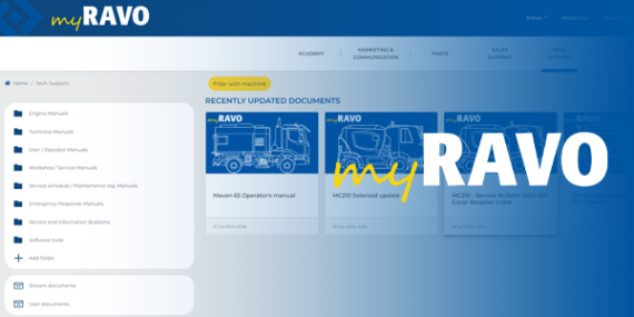 User interface for RAVO dealer portal, myRAVO.