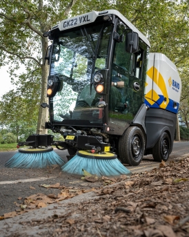 RAVO R1 sweeping some leaves in London.
